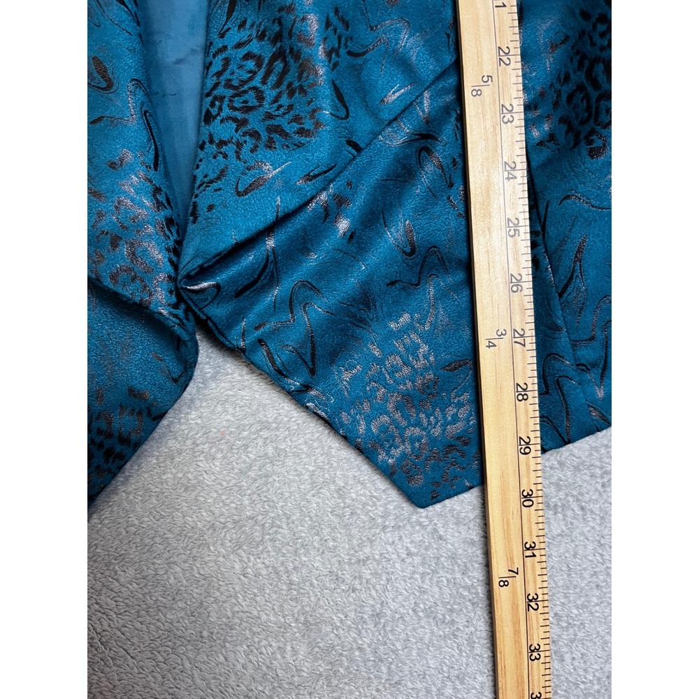 Investments II 18W Teal Metallic Open Front Blazer Jacket Jewel Tone Faux Suede - Picture 5 of 10